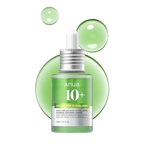 Anua Azelaic Acid 10 Hyaluron Redness Soothing Serum, Facial Serum for Troubled & Sensitive Skin, Breakouts, Hyaluronic Acid, Niacinamide, Spot Care, Natural Color, Korean Skincare (30ml/ 1.01 fl oz.)