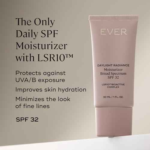 EVER Daylight Radiance Moisturizer SPF 32 ? Mineral Broad-Spectrum + Hydrating Coverage, Lightweight Glow Enhancer - Clear