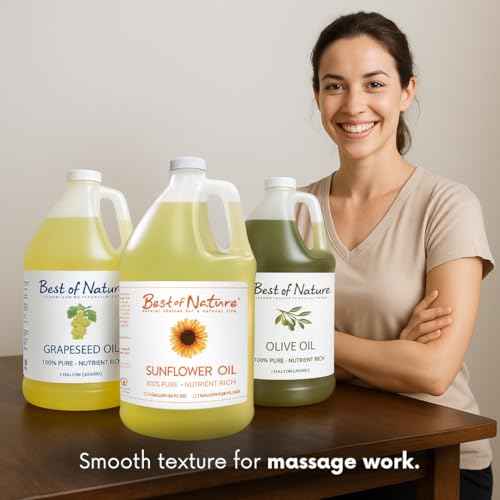 Best of Nature 100% Pure Sunflower Massage Oil, Lightweight Deep Moisturizing Unscented Oil for Skin, Body & Massage, Nourishing Hydration for Hair & Face, 1 Gallon (128 fl oz)
