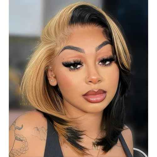 Yolissa Honey Blonde Wig Human Hair Short Blonde Wig Straight Wigs Human Hair 13x4 Lace Front Wigs Glueless Wigs Pre Plucked Pre Cut Wig For Women 12in