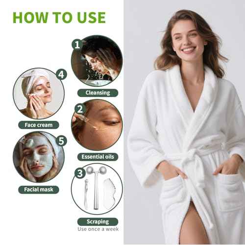 3-in-1 Stainless Steel Facial Massage Set, Face Roller, Gua Sha Tool, Eye Cream Applicator, Silver,Gifts for Women and Girl