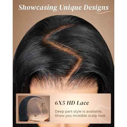 Arabella Hair 5x6 Glueless Wigs Human Hair Pre Plucked Pre Cut 230% Density Glueless Wigs 100% Human Hair 12a Pre Plucked Bleached Knots Straight Wig Human hair (16inch, 5X6 Straight Wig)