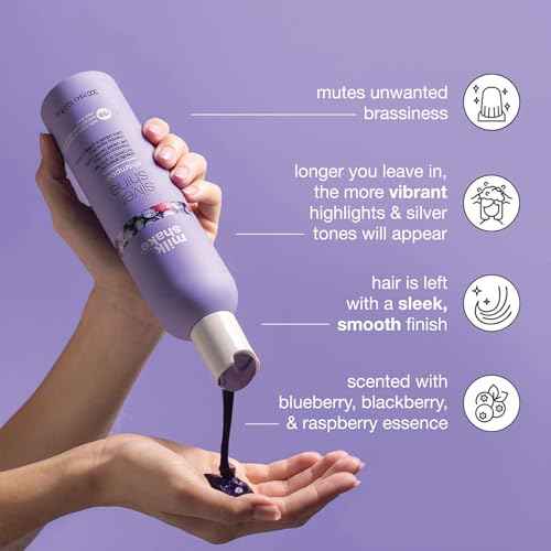 milk_shake Silver Shine Purple Shampoo 10.1 Fl Oz + Silver Shine Purple Conditioner 8.4 Fl Oz - Blonde Shampoo and Conditioner for Brassy Hair