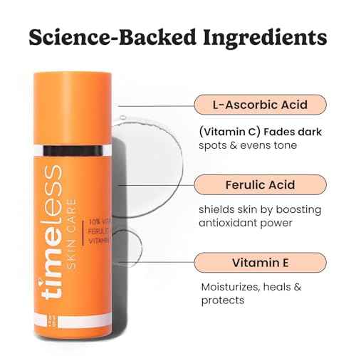 Timeless Skin Care Vitamin C Serum with Vitamin E & Ferulic Acid - Brightening Serum - for Oily & Dry Skin - Fragrance-Free - 4 oz