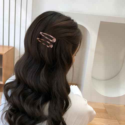 20 PCS Metal Snap Hair Clips Water Drop No Slip Barrettes for Women Bright Small Hair Clips For Thick And Thin Fine Hair,Black Tortoiseshell,1.97 x 0.5 In.