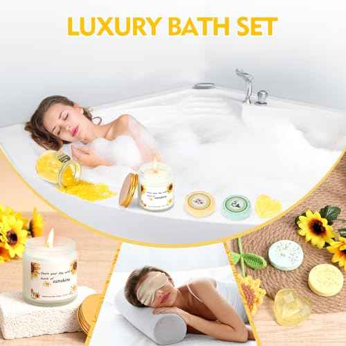 Self Care Gifts for Women, Sunflower Get Well Soon Gift for Women Recovery After Surgery Care Package, Birthday Gifts Spa Gift Baskets Inspirational Gifts for Mom Sister Best Friends