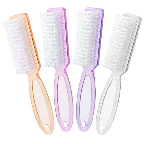 Nail Brush for Cleaning Fingernails, Larbois 4 Pack Deep Cleaning Fingernail Brush for Cleaning Nail Scrubber Brush Heavy Duty Foot Brush Handle Grip Nail Brushes for Toes and Fingernails