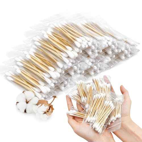 500 Pcs (50 Packs of 10) Travel Size Cotton Swabs Individually Wrapped Cotton Swabs for Ears,Double Tipped Ear Swabs,Round Tip Ear Sticks,Travel Ear Cleaning Cotton Buds for Hotel Makeup,Clean