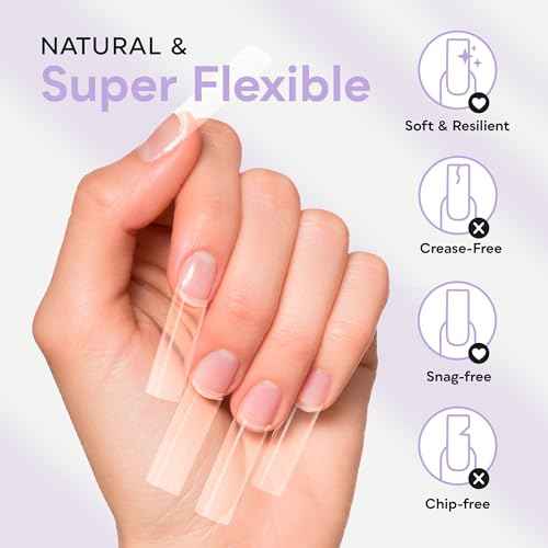 SUNUV Long Straight Nail Tips 500 PCS Extra Long Fake Nails Pre-shaped Half Cover Acrylic Press On Nails for Salon and DIY at Home