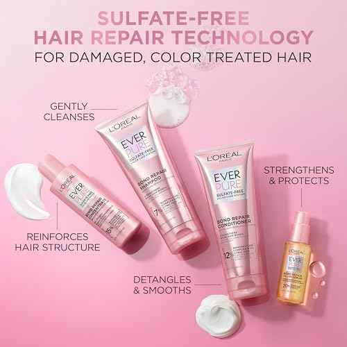 L'OREAL PARIS Bond Repair Sulfate Free Shampoo for Damaged Hair, Strengthening Hair Care with Citric Acid, Repairs Weak Hair Bonds, EverPure, 23 Fl Oz