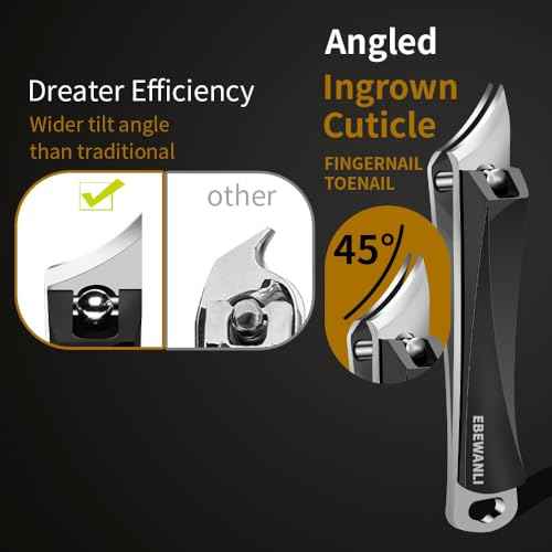 Ingrown Nail Clippers, Slanted Curved Blade Toe Nail Clippers for Ingrown Toenails & Fingernail, Stainless Steel Toenail Clippers Cutter, Angled Nail Clippers for Seniors, Men, Women