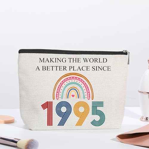 30th Birthday Gifts For Her, Women - Gifts for 30th Birthday - Mothers Day Bags For Woman - 30 th Bday Decorations For Sister, Female, Friends - 1995 Canvas Makeup Bag - Turning 30 th Gift