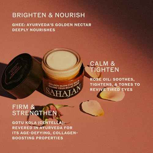 Sahajan Golden Glow Eye Balm with Ghee + Centella | Clinically-Proven Clean Ayurvedic Rich Eye Cream | Visibly Softens, Moisturizes, Smooths, Firms, Tightens | 0.5 fl oz