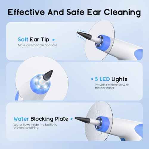 Ear Wax Removal - Ear Cleaner with 4 Pressure Modes, Ear Cleaning Kit with Digital Temperature Display, Safe & Effective Ear Irrigation Flushing System (White)