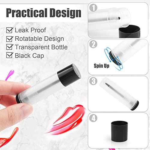 50Pcs 5g Lip Balm Tubes Plastic Lipstick Containers Empty Refillable Twist-up Lip Gloss Balm Filling Stick Clear Tube Holder with Black Cap for DIY Chapsticks Crayon Solid Perfume