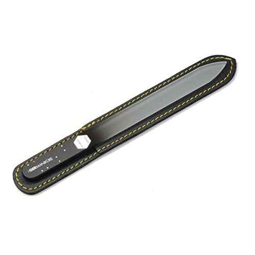 GERMANIKURE Glass Nail File Set in Fitted Cases- Ethically Made in Czech Republic - Permanently Etched Fingernail File, Small Travel File, Cuticle Remover