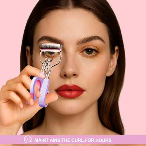 Eye Lash Curler with 6 Replacement Pads, Whalrace Eyelash Curlers Superior Curling Effect, Beautiful and Easy to Identify, Christmas Gifts for Her -Rose Gold Purple Red