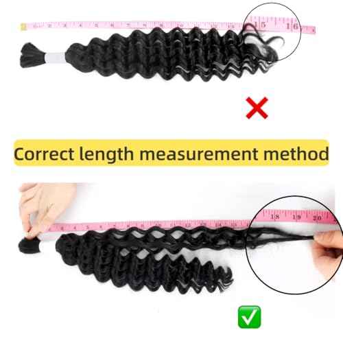 Deep Wave Human Braiding Hair 24Inch 3 Bundles 150g Bulk Human Hair for Braiding No Weft Human Braiding Hair for Boho Braids Wet and Wavy 100% Brazilian Virgin Curly Hair for Braiding Hair Extensions