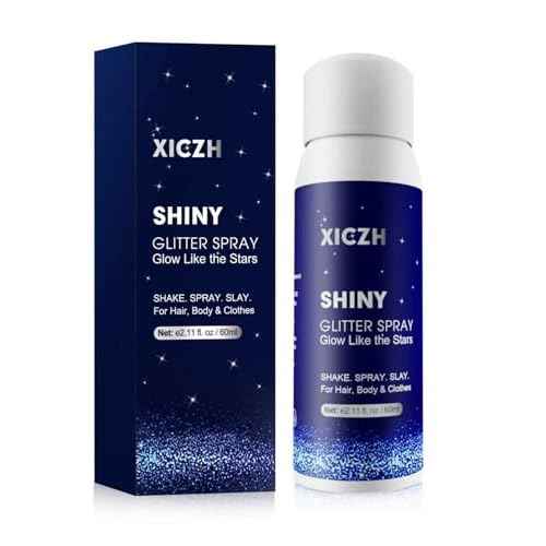 Body Glitter Spray, Glitter Spray for Hair Clothes and Body, Holographic Silver Glitter Hairspray for Grils ? Festival, Rave, Prom, Stage, Nightclub, Cosplay Party Makeup 60ML