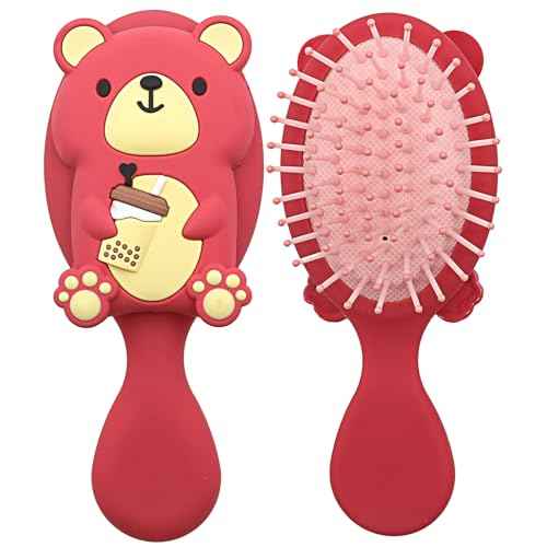 Mini Toddler Hair Brush Detangler Brush Kids Detangling Hairbrush Soft Massage Comb Small Travel Hair Brush for Thick Curly Thin Long Short£¨Red£©