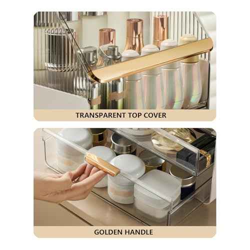 Large Makeup Organizer Countertop Vanity Organizer Cosmetic Organizer Makeup Storage Box Bathroom Counter Organizer Perfume Skincare Organizers Gift Women Girls Clear Design Easy Visibility