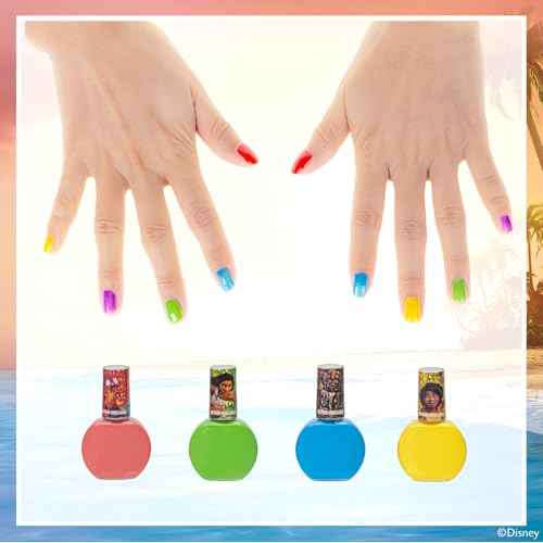 Townley Girl Moana 2 Non-Toxic Water-Based Peel Off Nail Polish Set with Glittery Shimmery Opaque Colors for Girls Kids Ages 3+ Perfect for Parties Spa Days Makeovers 18 Pcs
