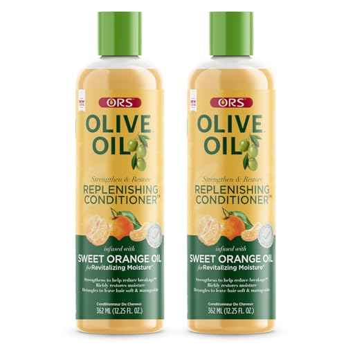 ORS Olive Oil Strengthen & Nourish Replenishing Conditioner infused with Sweet Orange Oil for Revitalizing Moisture 12.25 Ounce (Pack of 2)