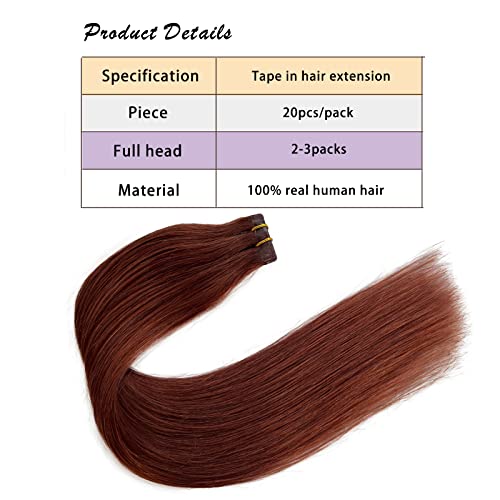 16inch Tape in Hair Extensions Human Hair #1 Black Silky Straight 100% Real Human Hair Extensions 20pcs 50g/Pack Tape in Hair Extensions for Women