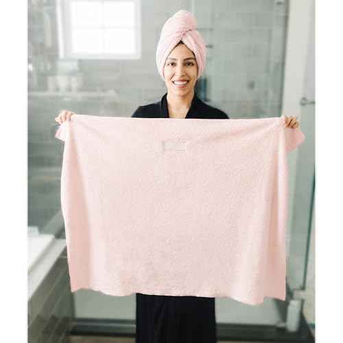 2 Packs Large Microfiber Hair Towels for Women, Super Absorbent & Quick Dry Hair Towel Wrap for Curly Long & Short Hair- Anti-Frizz Hair Turbans for Wet Hair£¨Coral Pink & Pink£© - 27.5''*39.4''