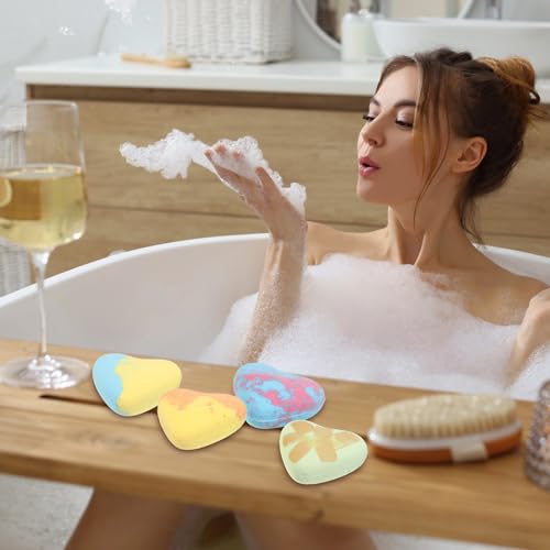 Loopeer 12 Pcs Mother's Day Heart Shape Bath Bombs Gift Set, Women Bubble Spa Bath Bomb Handmade Bath Fizz Balls Party Favors Relaxing Bubble Bathbombs Gifts for Mom, Wife(Colorful Gradient)