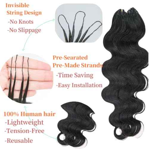 100% Human Hair Body Wave Knotless Pre-Separated Crochet Hair feather crochet human hair extensions for Women Natural Color 16 Inch 120g