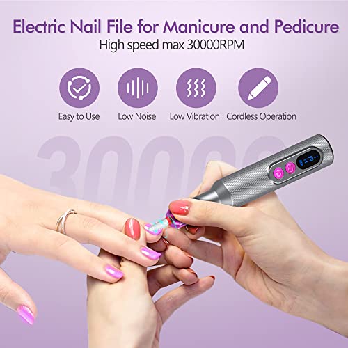 Cordless Electric Nail Drill Kit: Professional Nail Dremel Electric Nail File E-File Nail Drill for Acrylic, Gel Nails, Manicure Pedicure Black