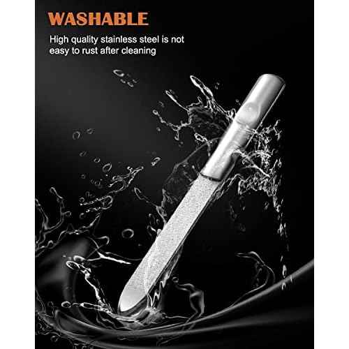 FVION Professional Metal Nail Files - 2 PCS, Double-Sided, Stainless Steel, Coarse & Fine Grit, Manicure & Pedicure Tool Set