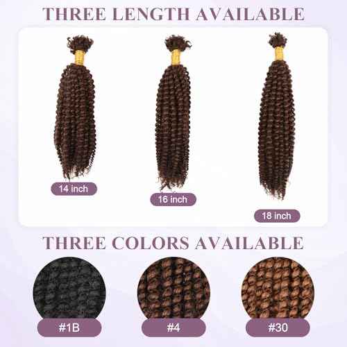 Afro Kinky Curly Bulk Human Hair 50g/pack 100% Real Human Hair for Mini Twist/Braiding/Loc Extensions Curly Hair Natural Afro Bulk for Dreadlocks (4#, 16 Inch-50g)
