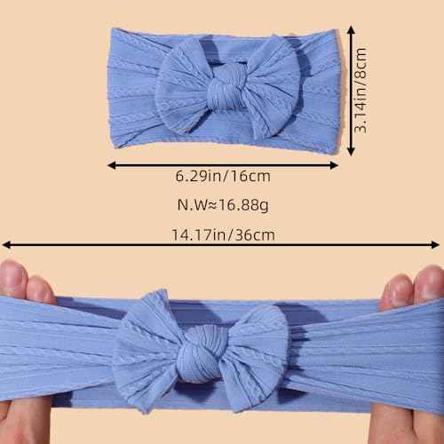 18PCS Baby Soft Nylon Headbands Hairbands With Hair Bows,Elastics Head Wrap Hair Accessories for Newborn Baby Girls Infant Toddlers Kids (ONE SIZE FIT ALL)