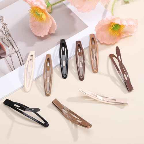 obeoby 40 Pcs 5 Colors Metal Snap Hair Clips, 2.36 Inch Hair Barrettes Accessories for Women Girls