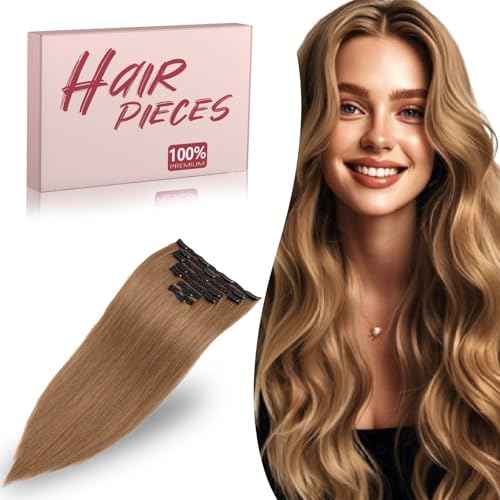 Clip in Hair Extensions Long Straight, 100% Real Human Hair,No Tangle & Smooth,120g, 20 Inch#06 Light Brown