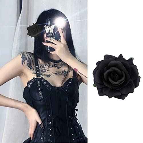 Hair Flower Clips Brooch Boutique Hair Accessories Bohemia Hairpins for Women Girls (Black)
