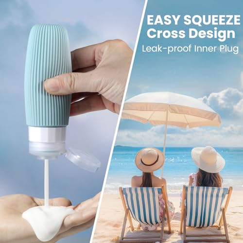 Travel Bottles for Toiletries TSA Approved 3oz Leak Proof Travel Size Toiletries, Travel Essentials with Toiletry Bag for Cosmetic Shampoo Conditioner Lotion