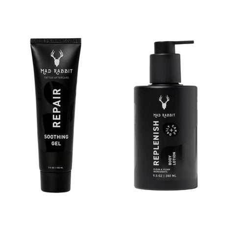 Mad Rabbit Tattoo Aftercare Soothing Gel & Moisturizer + Replenish Tattoo Body Lotion Bundle