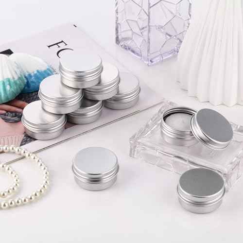 300 Pcs 1 oz Salve Tins with Lids Bulk Lip Balm Containers Round Metal Containers with Screw Top Lids Aluminum Silver Tin Cans for DIY Salve Candle