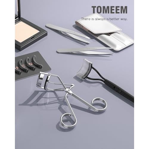 Eyelash Curler with Comb, Professional Volumizing Lash Lift Kit Lash Curler with Refill Pads for Home & Travel Uses, Silver
