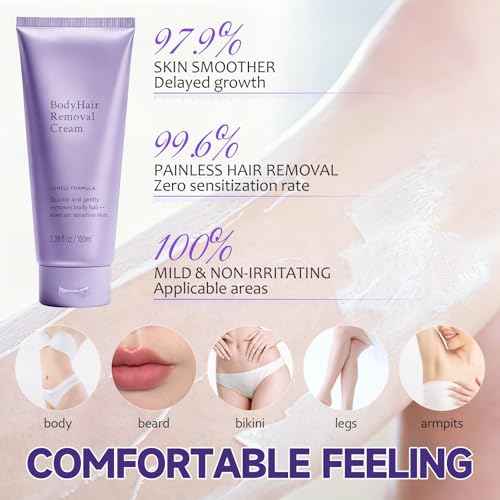 Facial Hair Removal Cream, Body Hair Removal Cream,Crema depiladora para mujer, Unisex Body & Skincare Depilatory Lotion with Spatula Applicator for Smooth Skin