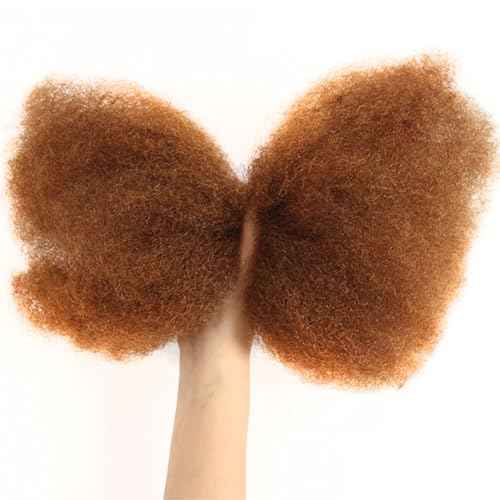 QVR Afro Kinkys Bulk Human Hair for Dreadlock Extensions Repair Locs 150 Gram, Auburn Brown 12inches Mini Spring Twist Braiding Afro Kinky Human Hair for LocKs