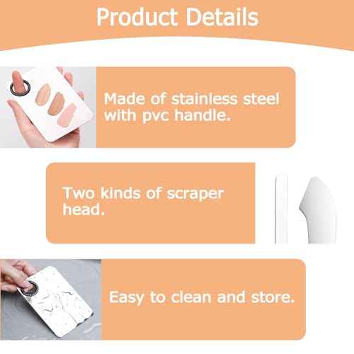 3 Pcs Makeup Foundation Spatula Spoon Tool Set, Make Up Mixing Palette Tray, Stainless Steel Skin Care Spatula, Cosmetic Scoop Scraper for Skincare Face Eye Cream (Silver)