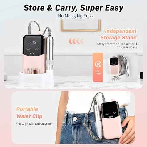 35000 rpm Professional Nail Drill Machine, Portable Electric Efile Drill for Shaping, Buffing, Removing Acrylic Nails, Gel Nails Manicure Pedicure Kit