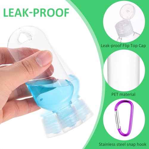 150 Pcs Traveling Bottles with Keychain 2oz Clear Plastic Hand Sanitizer Holder Keychain Empty Refillable Liquid Packing Container Squeeze Plastic Bottle with Lid,Rectangle