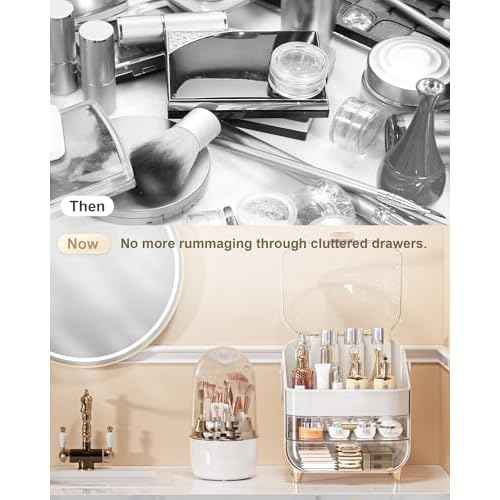 Makeup Organizer, Skincare Holder Bathroom Counter Organizer, Storage Box Cosmetic Display Cases, Teen Girl Gifts Trendy Stuff Make up Organizers for Vanity, Dresser, Countertop (Rose Gold)