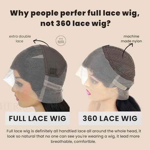 Full Lace Human Hair Wigs Straight HD Transparent Lace Pre Plucked Handmade Whole Lace Wig 12A Brazilian Virgin Remy Hair 180% Density Full Lace Wig Natural Black 8 Inch