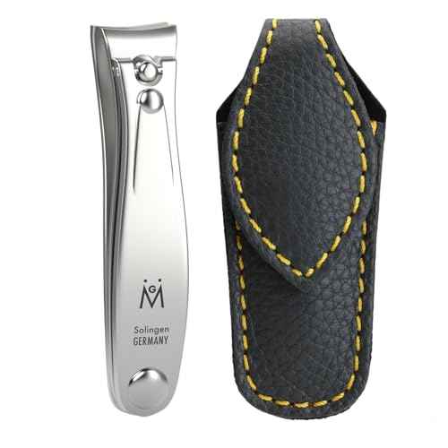 GERMANIKURE Professional Large Nail Clipper (8 cm) - FINOX Surgical Stainless Steel Manicure and Pedicure Tools in Leather Case- Ethically Made in Solingen Germany - 4712 - Travel Size Nail Care